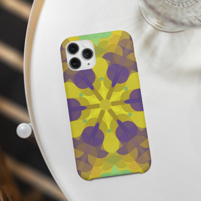 Retro Mandala Flower Yellow Purple and Green Case-Mate iPhone Case (Creator Uploaded)