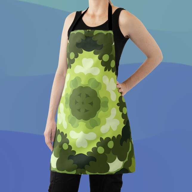 Retro Mandala Green Apron (Creator Uploaded)