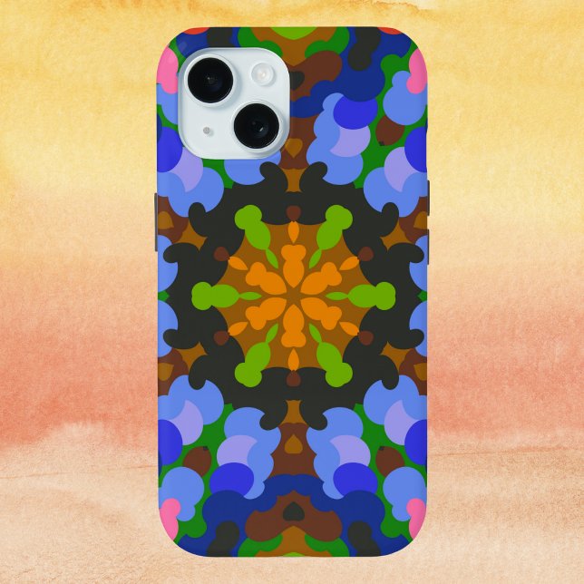 Retro Mandala Green Blue and Pink Case-Mate iPhone Case (Creator Uploaded)