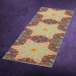 Retro Mandala Green Orange and Yellow Yoga Mat