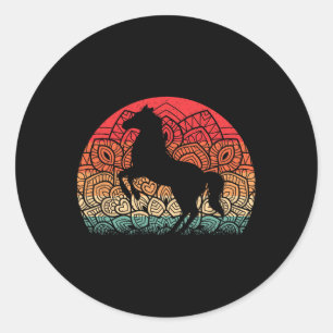 Retro Mandala Horse Lover Horseback Riding Western Classic Round Sticker