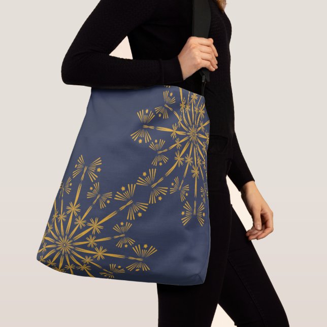 Retro Mandala Midnight Crossbody Bag (Close Up)