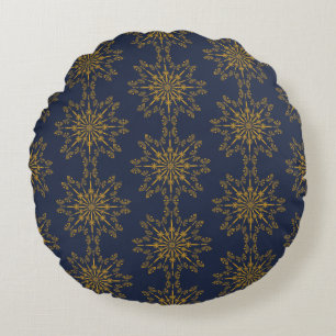 Retro Mandala Midnight Round Pillow