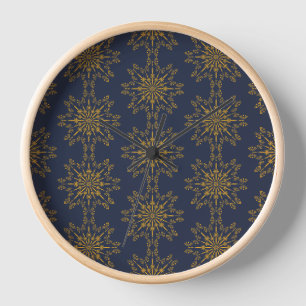 Retro Mandala Midnight Wood Framed Clock