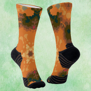 Retro Mandala Orange and Yellow Socks