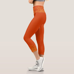 Retro Mandala Papaya High Waisted Capris
