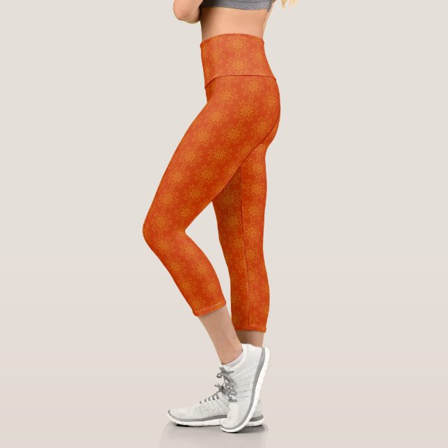 Retro Mandala Papaya High Waisted Capris (Left)