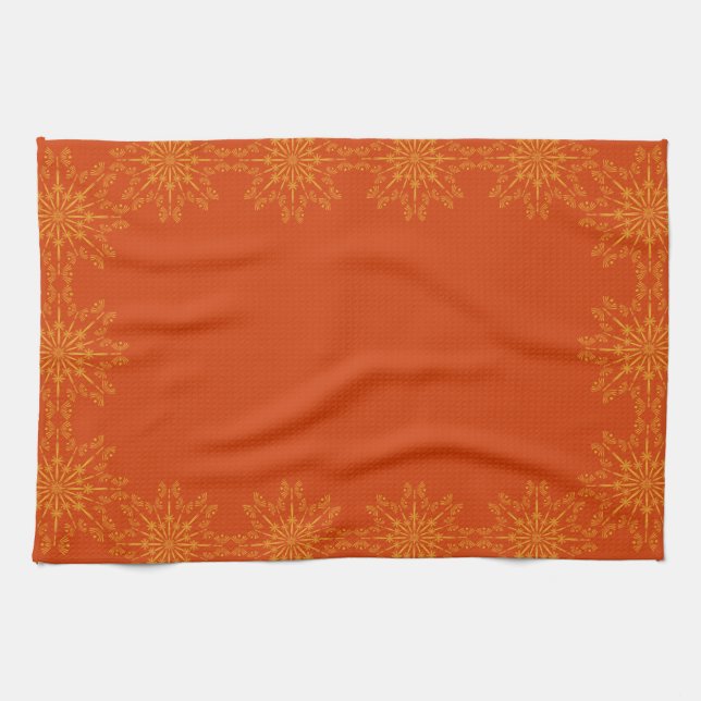 Retro Mandala Papaya Kitchen Towel (Horizontal)