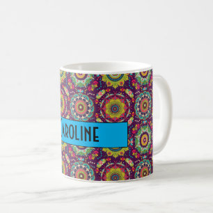 Retro Mandala Pattern Personalized Coffee Mug