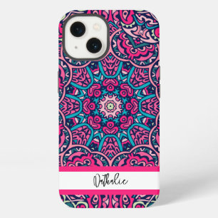 Retro Mandala Pattern with Name Luxury iPhone 13 Case
