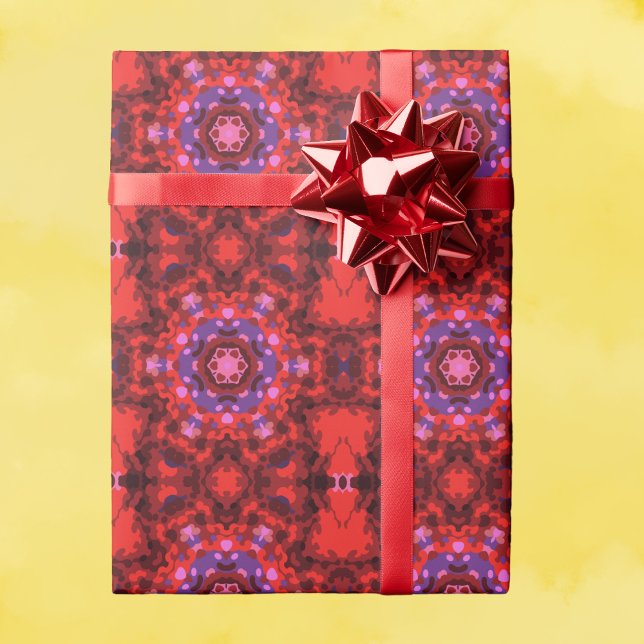 Retro Mandala Red and Purple Wrapping Paper (Creator Uploaded)