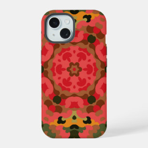 Retro Mandala Red Orange and Green iPhone 15 Case