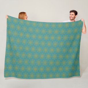 Retro Mandala Teal Fleece Blanket (3 Sizes)