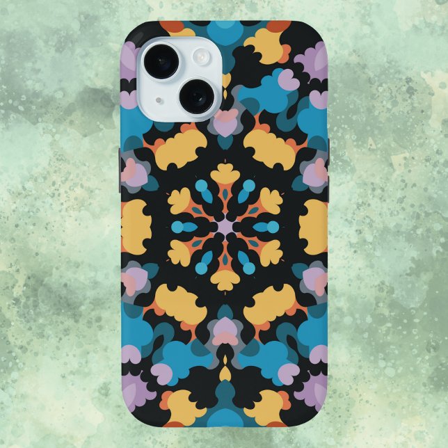 Retro Mandala Yellow Blue and Orange Case-Mate iPhone Case (Creator Uploaded)