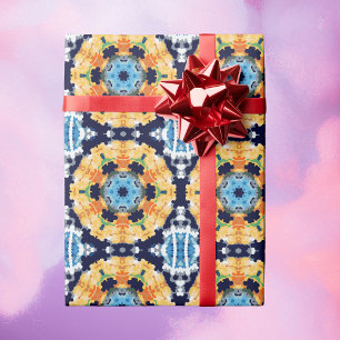 Retro Mandala Yellow Blue and Orange Wrapping Paper