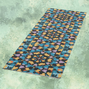 Retro Mandala Yellow Blue and Orange Yoga Mat