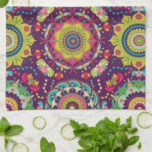 Retro Mandalas Pattern Kitchen Towel