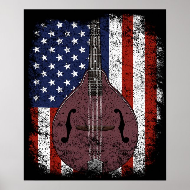 Retro Mandolin Gift Vintage Country Music American Poster (Front)