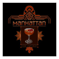 Retro Manhattan Cocktail Illustration