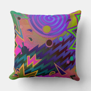 Retro Mania 80's Abstract Throw Pillow