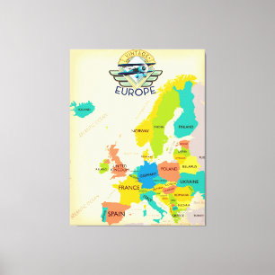 Retro Map Of Europe. Canvas Print
