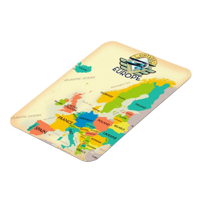 Retro Map Of Europe. Magnet (Left Side)