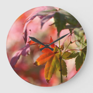 Retro Maple Foliage Large Clock