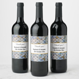 RETRO MARBLE PURPLE VINTAGE PATTERN WINE LABEL