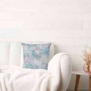 RETRO MARBLE SWIRL AQUA ABSTRACT PILLOW