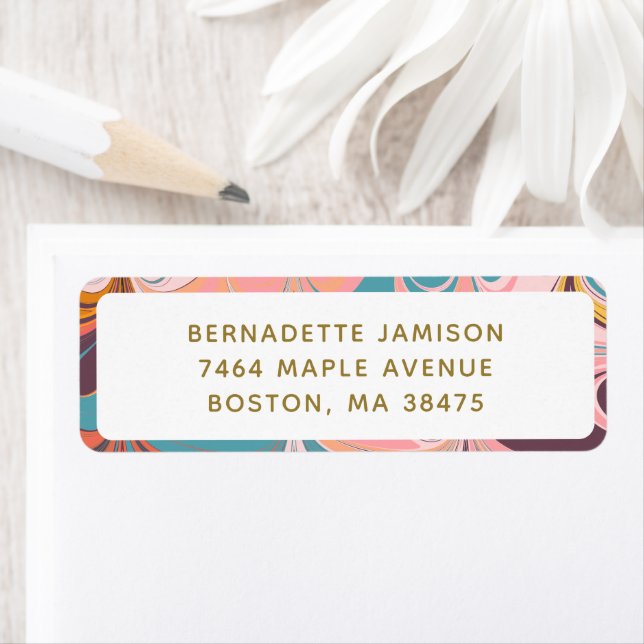 Retro Marble Swirl Personalized Return Address (Insitu)