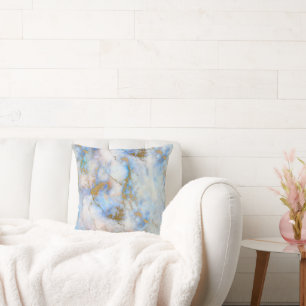 RETRO MARBLE WAVE BLUE GOLD ABSTRACT PILLOW