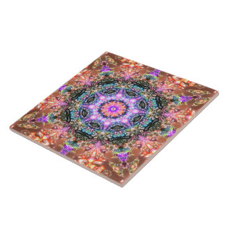Retro marbled flower coloured skin tones persian tile