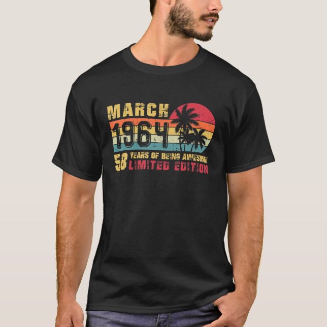 Retro March 1964 58 Years Old Limited Edition 58Th T-Shirt (Front)