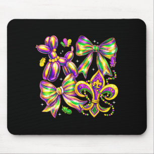 Retro Mardi Gras Brushstroke Fleur De Lis Coquette Mouse Pad