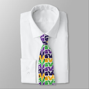 Retro Mardi Gras Colourful Text Typography Trendy Tie