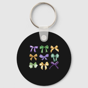 Retro Mardi Gras Coquette Bow Louisiana New Orlean Keychain