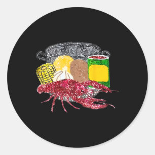 Retro Mardi Gras Crawfish Season Print Classic Round Sticker