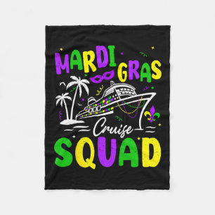 Retro Mardi Gras Cruise Squad Family Matching Crew Fleece Blanket