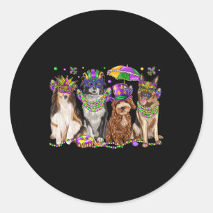 Retro Mardi Gras Dogs Louisiana New Orleans Women Classic Round Sticker