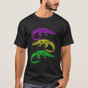 Retro Mardi Gras Festival Alligator Funny Costume T-Shirt
