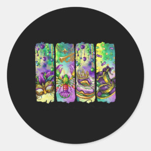 Retro Mardi Gras Fleur De Lis King Cake Louisiana Classic Round Sticker