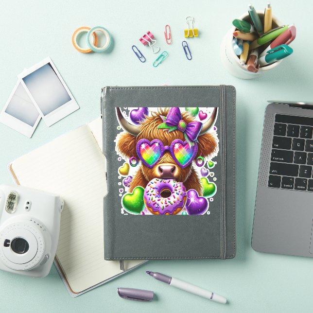 Retro Mardi Gras , Highland Cow (iPad Cover)