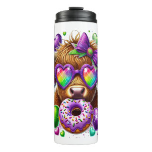 Retro Mardi Gras Png, Highland Cow Thermal Tumbler