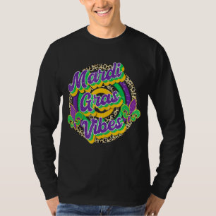 Retro Mardi Gras Vibes Leopard Fat Tuesday Costume T-Shirt