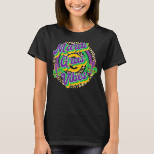 Retro Mardi Gras Vibes Leopard Fat Tuesday Costume T-Shirt