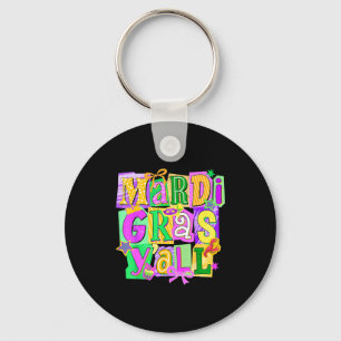 Retro Mardi Gras Yall Coquette Bow New Orleans Car Keychain