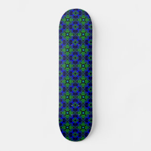 Retro Margeriten u. Sterne Artdeco in grün blau Skateboard