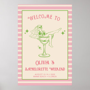 Retro Margs & Matrimony Bachelorette Welcome Poster