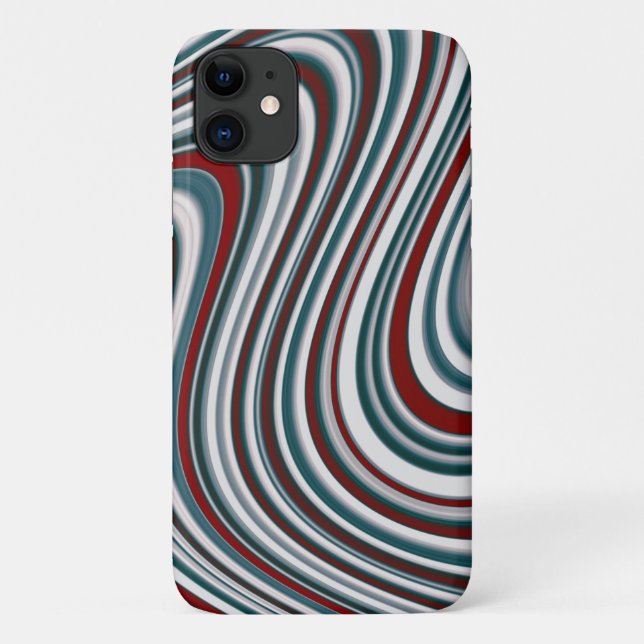 Retro Maroon Red & Teal Blue Abstract Curvy Shapes Case-Mate iPhone Case (Back)