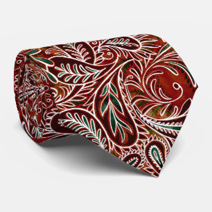 Retro Maroon Teal Paisley Pattern Tie